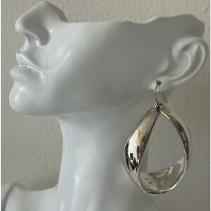 E&L Israel Electroform Earrings Sterling Silver 2.5in long